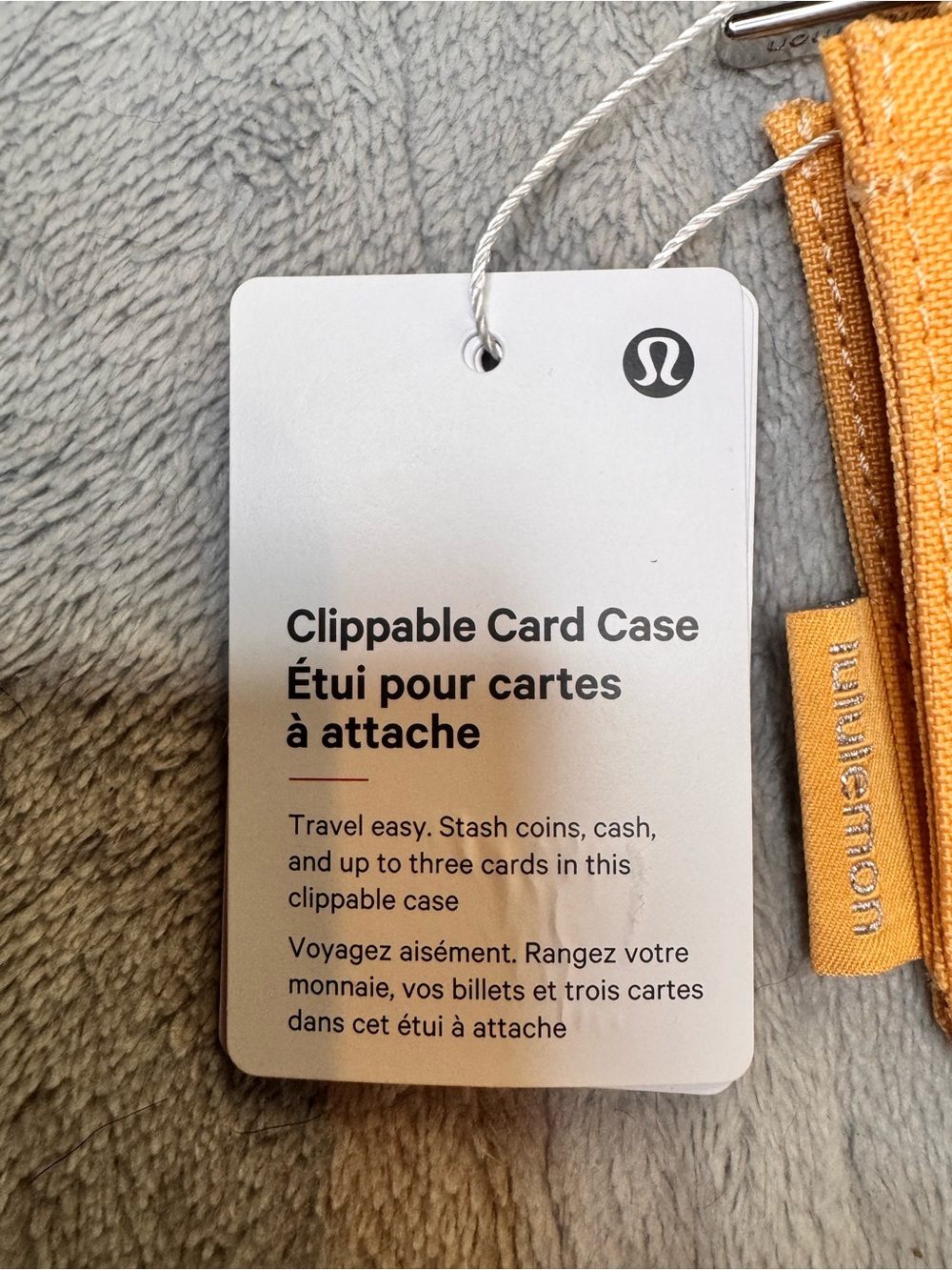 lululemon athletica orange clippable card case with keyring - Picture 2 of 5